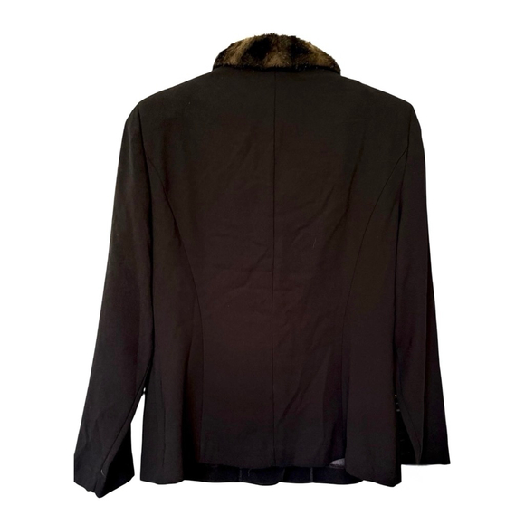 Women's Danny & Nicole Black Blazer with Brown Fur Trim Collar 10P - Picture 5 of 8